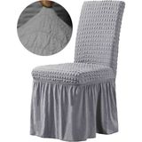 Etekli Lastikli Bürümcük Sandalye Örtüsü (6'lı) - 35 x 55 cm - Gri