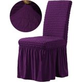 Etekli Lastikli Bürümcük Sandalye Örtüsü (6'lı) - 35 x 55 cm - Mor