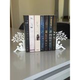 Etepzo Kitap Tutucu Desteği Kız-Erkek Figür Çift BEYAZ (Katlanır-Kurulur)