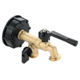 ETERMETA 275-330 Galon IBC Tote Su Deposu Adaptörü, 2'si 1 Arada Çift Musluk 2.35 "Kaba İplik IBC Tote Vana Adaptörü Pirinç Hortum Musluk Vanası Bahçe Hortumu Konnektörü için Değiştirme