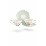 Eternal Flowers 2'li Çay Fincan Seti, Çiçek Desenli, 160cc, Porselen, Butik Mutfak 2 kişilik