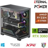 Eternal Power ZeldaX12 Ryzen 7 5700X 32G DDR4 1TB M.2 RTX3060 A520 T650W Oyuncu OEM Sistem - Siyah