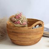Eternal Sunshine Rattan Bambu Hasır Banyo Düzenleyici Büyük Boy Kulplu Sepet & Çok Amaçlı Düzenleyici Organizer