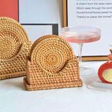 Eternal Sunshine Rattan Bambu Hasır Yuvarlak Bardak Altlığı 6’lı Set & Dekoratif Bardak Standı - (No Color)
