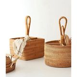 Eternal Sunshine Rattan Hasır Bambu Kare Kaşıklık Organizer & Dekoratif Mutfak Gereçleri Düzenleyici - (No Color)