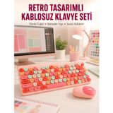 Eternashop Renkli Retro Tuş Takımlı Klavye – 3 Cihaz Bağlantısı Medya Kısayol Tuşlar? - ETERNA7968-1
