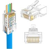 Ethernet İnternet Jack Standart Konnektör Jack Cat5 Cat6 Rj45 8P8C Modem Kablosu Soketi Network Uç (100 ADET)