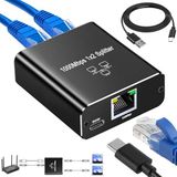 Ethernet Splitter 1 ila 2, Gigabit Ağ Bölücü, RJ45 LAN İnternet Bölücü, Bilgisayar, Anahtar, Yönlendirici, ADSL, Set Üstü Kutu, Dijital TV (Aynı anda çalışıyor için LAI Splitter)