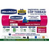 Ethex 200 Adet 20'Li Avantaj Paket 80X110 Cm Endüstriyel Jumbo Çöp Torbası 90 Litre Ağır Hizmet 350Gr Çöp Poşeti