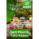 Ethex 25’li Plastik Ayaklı Magnolya Tatlı Kasesi 300 cc Kapaklı Kristal Sunum Bardağı