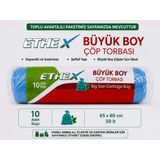 Ethex 65X80 Cm Büyük Boy Çöp Torbası 50 Litre Kapasiteli 10 Adet Çöp Poşeti