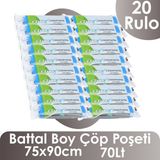 Ethex Battal Boy Çöp Torbası - 75X90CM, 70LT, 10 Adet, 20RULO - Mavi