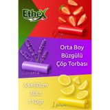 Ethex Büzgülü Çöp Torbası 55x60 3'Lü Lüks Çilek-Lavanta-Limon Kokulu Çöp Poşeti Seti