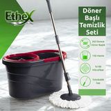 Ethex Döner Başlıklı Temizlik Seti 14 Litre – Spin Mop Yer Temizlik Seti, Sıkmalı Paspas ve Kova - 16lt