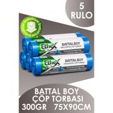 Ethex Endüstriyel Battal Boy Çöp Torbası (10 ADET 300GR 75 X 90CM 70LT MAVİ 5 RULO)