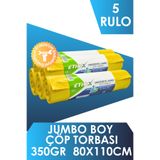 Ethex Endüstriyel Jumbo Boy Çöp Torbası (10 ADET 350GR 80 X 110CM 90LT SARI 5 RULO)