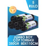 Ethex Endüstriyel Jumbo Boy Çöp Torbası/poşeti (10 ADET 350GR 80 X 110CM 90LT SİYAH 5 RULO)