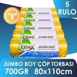 Ethex Jumbo Çöp Torbası - 350gr, 80X110cm, 90Lt, 5 Rulo, Sarı