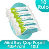 Ethex Mini Çöp Torbası (Beyaz) - 40X47 Cm, 10 Lt, 40 Adet, 5 Rulo - 40 x 47 cm