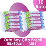 Ethex Orta Boy Çöp Torbası 55X66 cm 30 Lt 20 Adet, 10 Rulo - Mavi