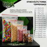 Ethex Premium Sızdırmaz Kilitli Poşet 16x20cm - Kırmızı Şeritli Şeffaf Buzdolabı ve Saklama Torbası - 4 Kutu , 2400 Adet - 16 x 20