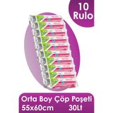 Ethex Standart Orta Boy Çöp Torbası (20 Adet 55 x 66cm 30lt SİYAH 10 Rulo)