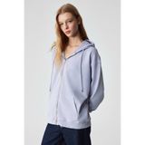 ETHIQUET NISPORENI Kadın Oversize Fit Kapüşonlu %100 Organik Pamuk 3 İplik Lila Sweatshirt