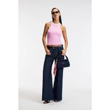 Ethiquet SELMIRA Kadın Baskılı Halter Yaka Slim Fit Kolsuz Pembe Atlet