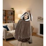 Ethra Kadın Wellsoft Tavşan Kulaklı Kapüşonlu Oversize Giyilebilir Tv Battaniyesi - Kahverengi - 50 x 150 cm