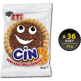Eti Cin Portakallı Soslu Bisküvi 110 g Buğday Unlu Kakao Granüllü Yumuşak Dokulu Türkiye Malı - 25 gr
