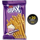 Eti Crax Mısırlı Çubuk Kraker 50 g x 20 Adet Patlamış Mısır Lezzetiyle Eğlenceli Atıştırmalık - 50 gr