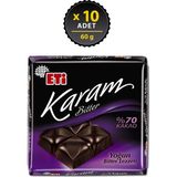 Eti Karam %70 Kakaolu Bitter Çikolata 60 g Yoğun Bitter Lezzeti ile 10 Adet Paket - 600 gr
