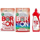Eti Maden Boron Temizlik Seti 3 Lü; Renkliler Toz 4 Kg+Beyaz Toz 4 Kg+ 1 Adet El Bulaşık Deterjanı+ Parlatıcı