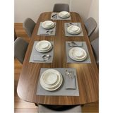 Etifa Tekstil Etifa 12 Parça Supla & Peçete Çeyiz Seti – 6 Kişilik Gri Supla Takımı, Leke Tutmaz - 32 x 44 cm