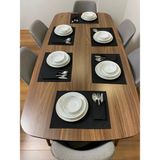 Etifa Tekstil Etifa 12 Parça Supla & Peçete Çeyiz Seti – 6 Kişilik Siyah Supla Takımı, Leke Tutmaz - 32 x 44 cm