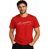 Etifa Tekstil Etifa Atatürk Imzalı Kırmızı Premium Unisex %100 Pamuk Beyaz Baskılı Tişört