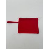 Etifa Tekstil Kanvas Clutch Çanta Astarlı Dayanıklı Fermuarlı Günlük Kullanım Kadın El Çantası Organizer Çanta Kırmızı