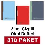 Etika A4 Okul Defteri 3'lü Paket Çizgili 60 Yp. Dikişli