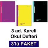 Etika A4 Okul Defteri 3'lü Paket Kareli 60 Yp. Dikişli