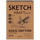 Etika Kraft Kağıt A5 Eskiz Defteri 90 Gr. Spiralli 50 Yaprak Sketchbook - Çok Renkli