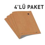 Etika Wings Journal 4'lü Kareli A6 Defter Seti – Kraft Kapak, 288 Sayfa | Hafif kağıt, kraft kapak, tel dikişli 4'lü A6 kareli set – cepte taşınabilir, toplam 288 sayfa