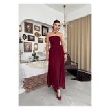 ETİKAFASHION Straplez Şifon Etek Uzun Abiye Elbise