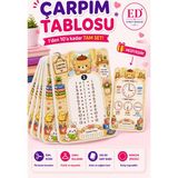 Etiket Dükkanı Çarpım Tablosu Eğitici Kart Seti Ayıcık (1-10) | Özel Kesim 350 gr Kart - Sarı