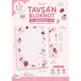 Etiket Dükkanı Kawaii Karakterli A4 Bloknot Seti 50 Yaprak Pembe | Kitap Ayracı ve 2 Dekoratif Ataç