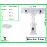 Etiket Tutucu / Maşalı / Büyük Mandal / Şeffaf / 70X105 mm / 100 Adet