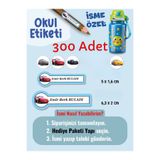 Etiketçi Paşa 300 Adet Okul Etiketi Kalem Defter Etiketi Şimşek Araba Temalı Özel İsim Yazılabilen Etiket