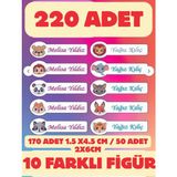 Etiketçi Paşa Aslanlı Okul Etiketi Kalite 230 Adet Kişiye Özel Isimli Defter Kalem M&ro Okul Etiketi Sticker