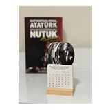 Etiketçi Paşa Atatürk Takvimi Ahşap Ayaklı Atatürk Temalı Mini Özel Tasarım Takvim, Atatürk Takvim