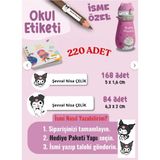 Etiketçi Paşa Okul Etiketi Kalem Defter Etiketi Kuromi Temalı Özel Isim Yazılabilen Etiket - 220 Adet