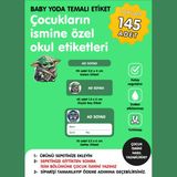 Etiketim Baby Yoda Temalı Isme Özel Okul Etiketi
